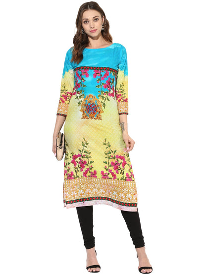 Women's Floral Pakistani Style Digital Cotton Only Kurti