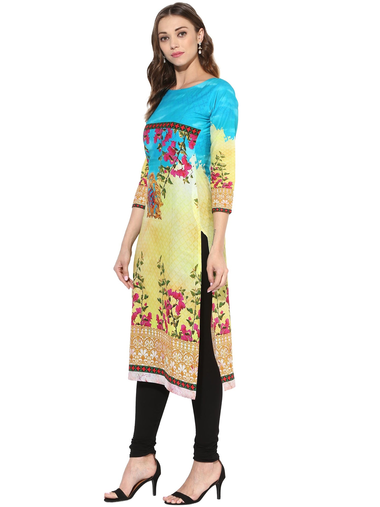 Women's Floral Pakistani Style Digital Cotton Only Kurti