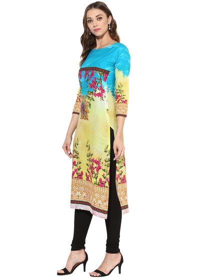 Women's Floral Pakistani Style Digital Cotton Only Kurti