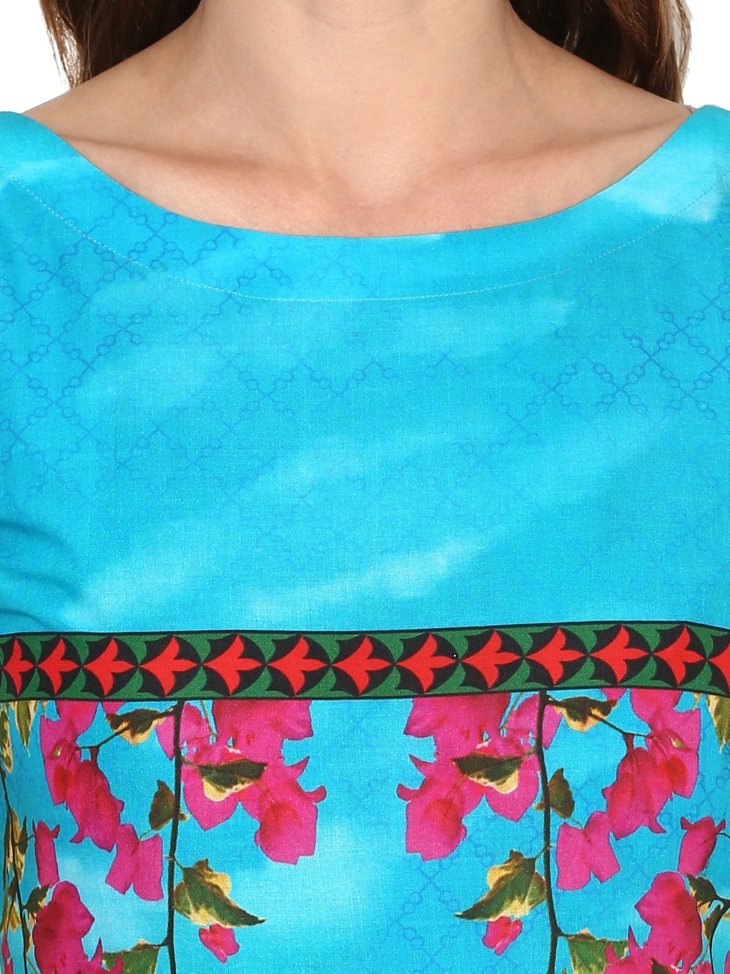 Women's Floral Pakistani Style Digital Cotton Only Kurti