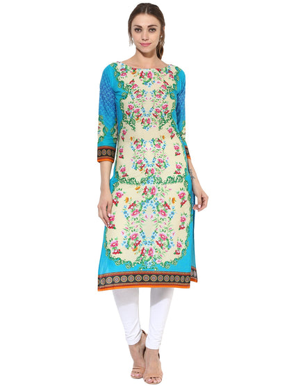 Women's Mullticolored Floral Designer Cotton Only Kurti