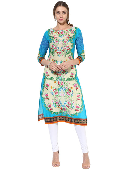 Women's Mullticolored Floral Designer Cotton Only Kurti