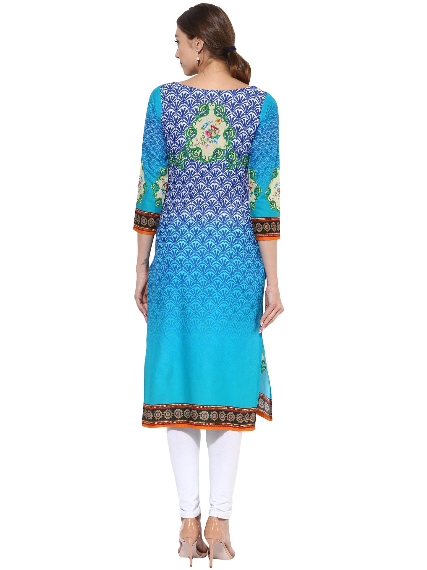 Women's Mullticolored Floral Designer Cotton Only Kurti