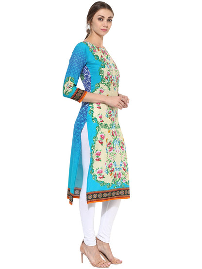 Women's Mullticolored Floral Designer Cotton Only Kurti