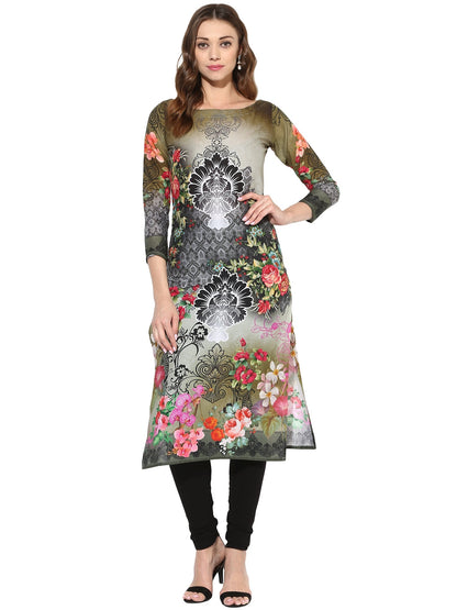 Women's Black And Red Designer Digital Cotton Printed Only Kurti