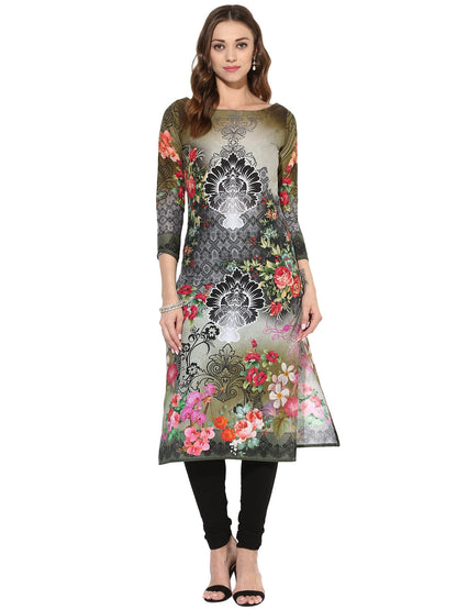 Women's Black And Red Designer Digital Cotton Printed Only Kurti