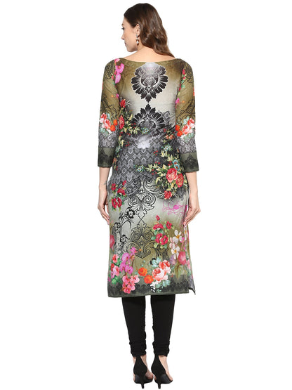 Women's Black And Red Designer Digital Cotton Printed Only Kurti