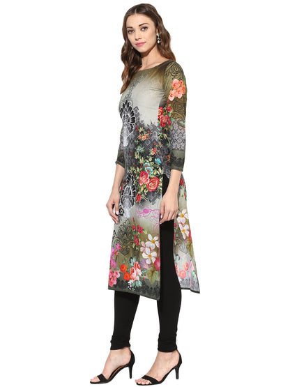 Women's Black And Red Designer Digital Cotton Printed Only Kurti