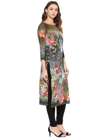 Women's Black And Red Designer Digital Cotton Printed Only Kurti