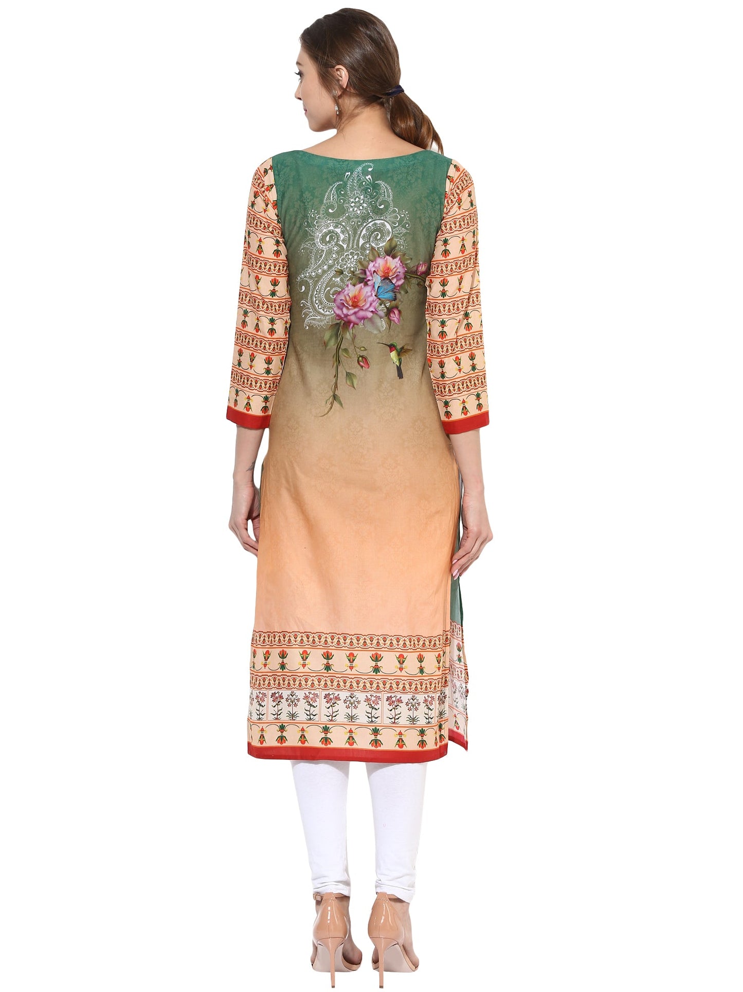 Women's Designer Cotton Printed Only Kurti With 3/4Th Sleeves
