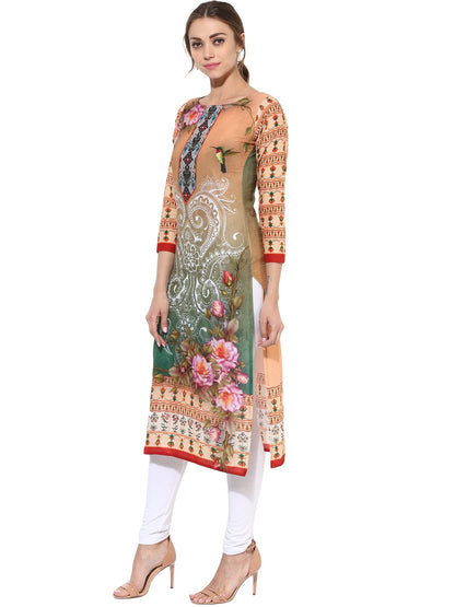 Women's Designer Cotton Printed Only Kurti With 3/4Th Sleeves