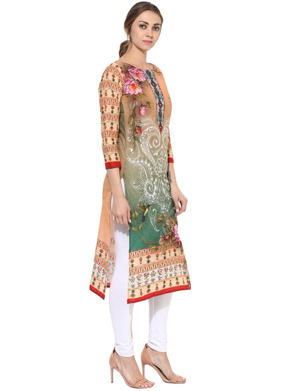 Women's Designer Cotton Printed Only Kurti With 3/4Th Sleeves