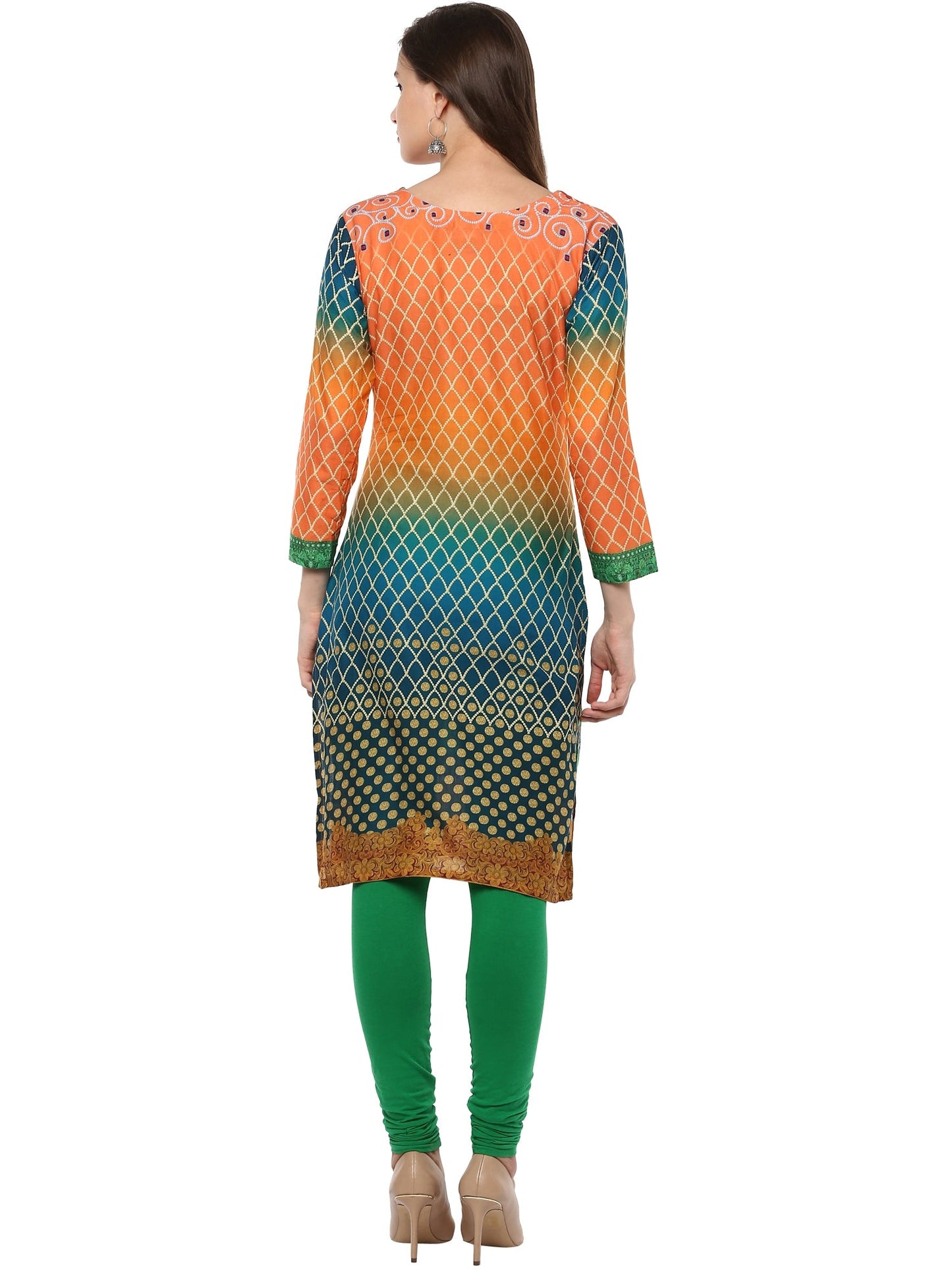 Women's Pakistani Style Only Kurta In Cotton Print With 3/4Th Sleeves