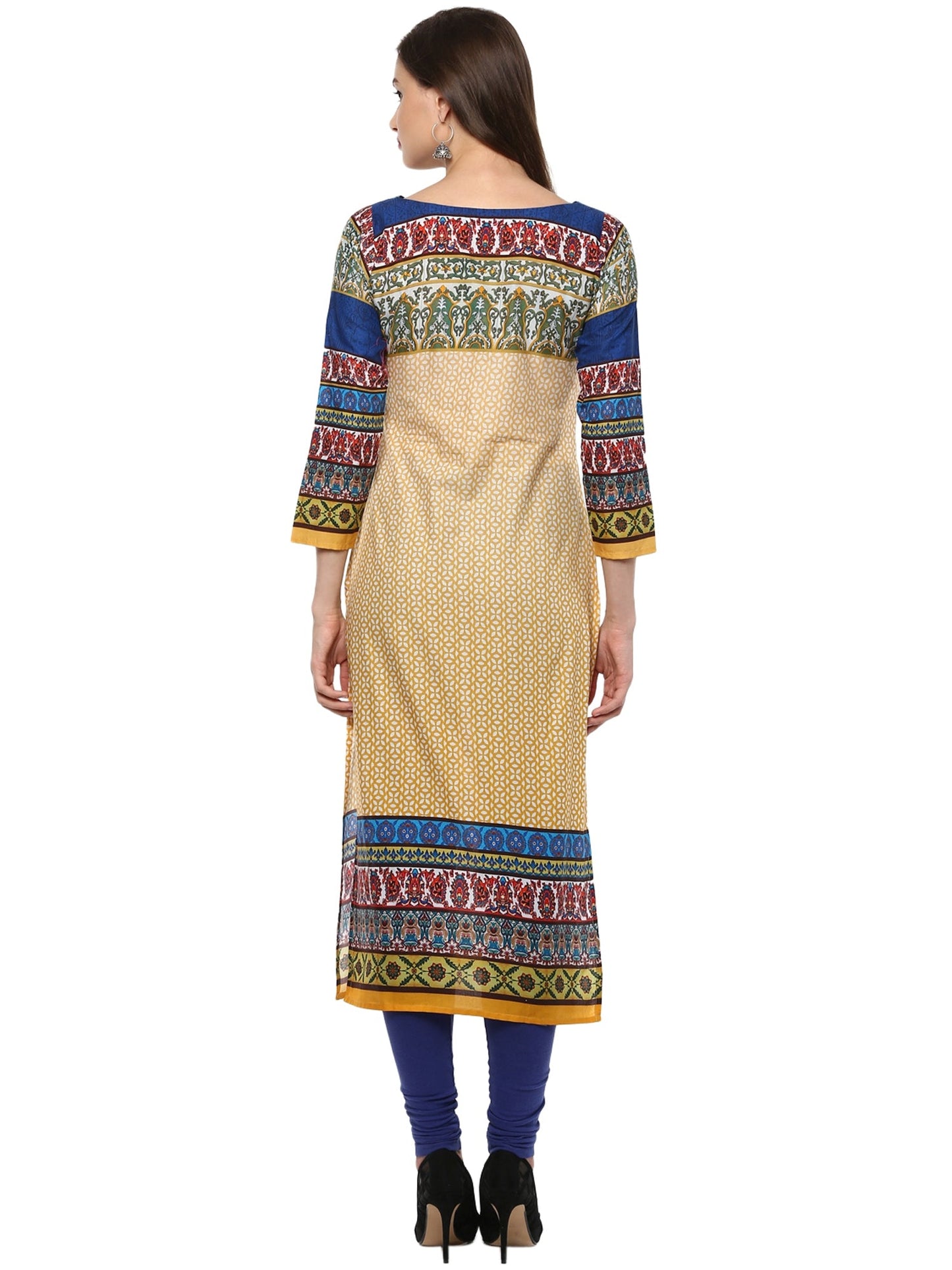 Women's Pakistani Digital Printed Designer Cotton Only Kurti With 3/4Th Sleeves