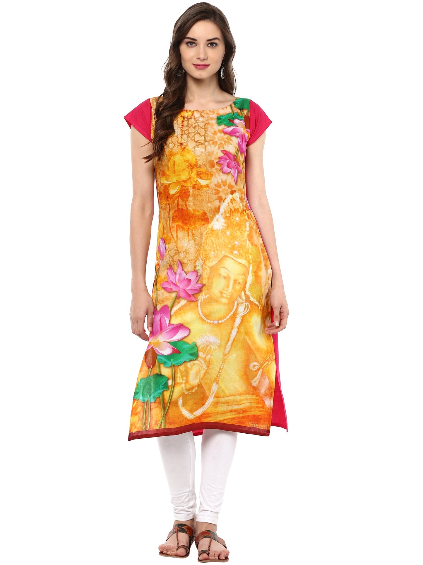 Women's Retro Ajanta Ellora Inspired Cotton Digital Only Kurti