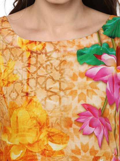 Women's Retro Ajanta Ellora Inspired Cotton Digital Only Kurti