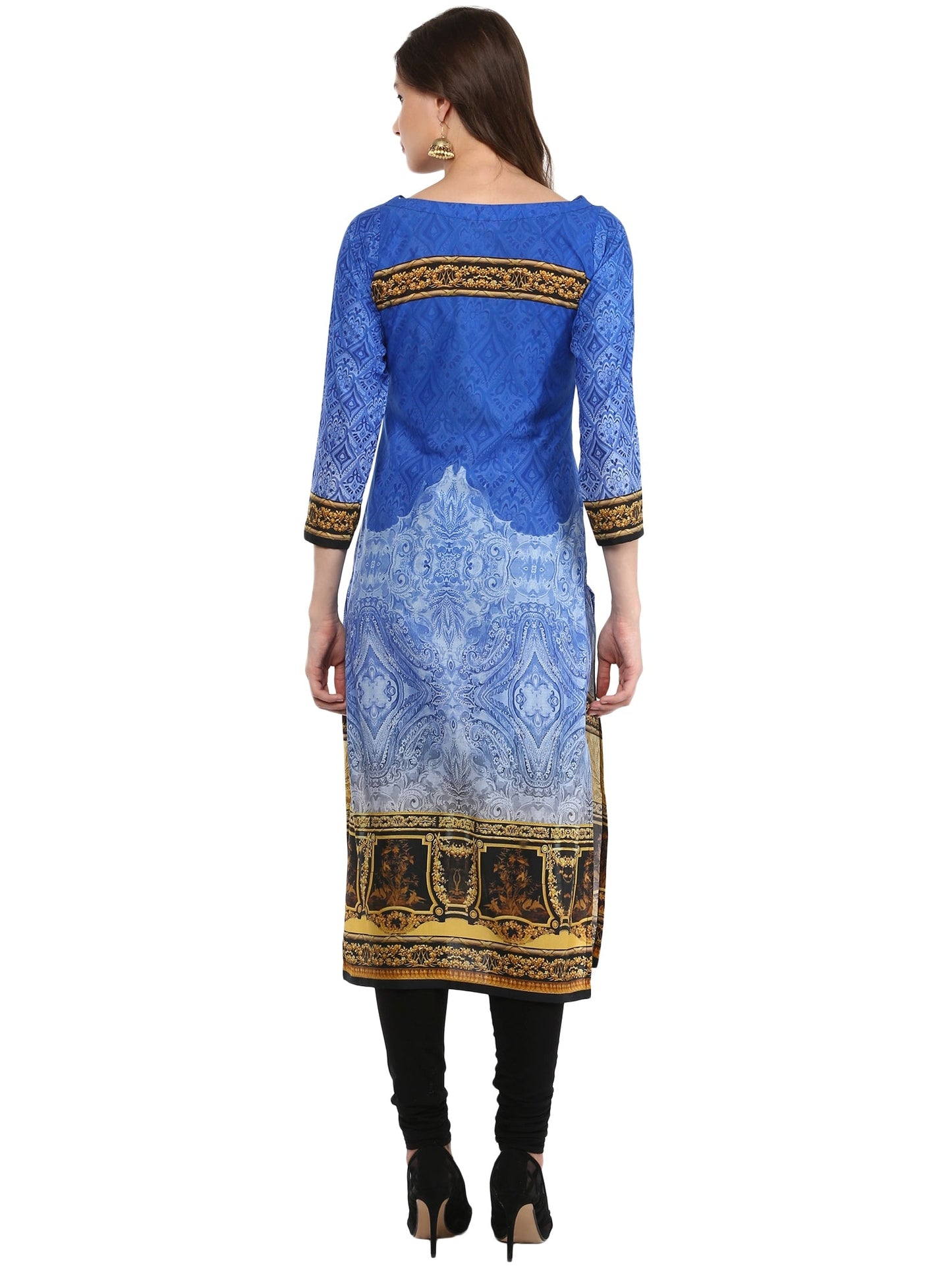 Women's Cotton Blue Digital Printed Only Kurti