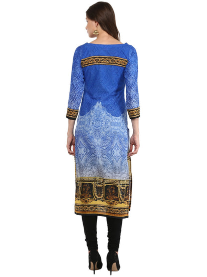 Women's Cotton Blue Digital Printed Only Kurti