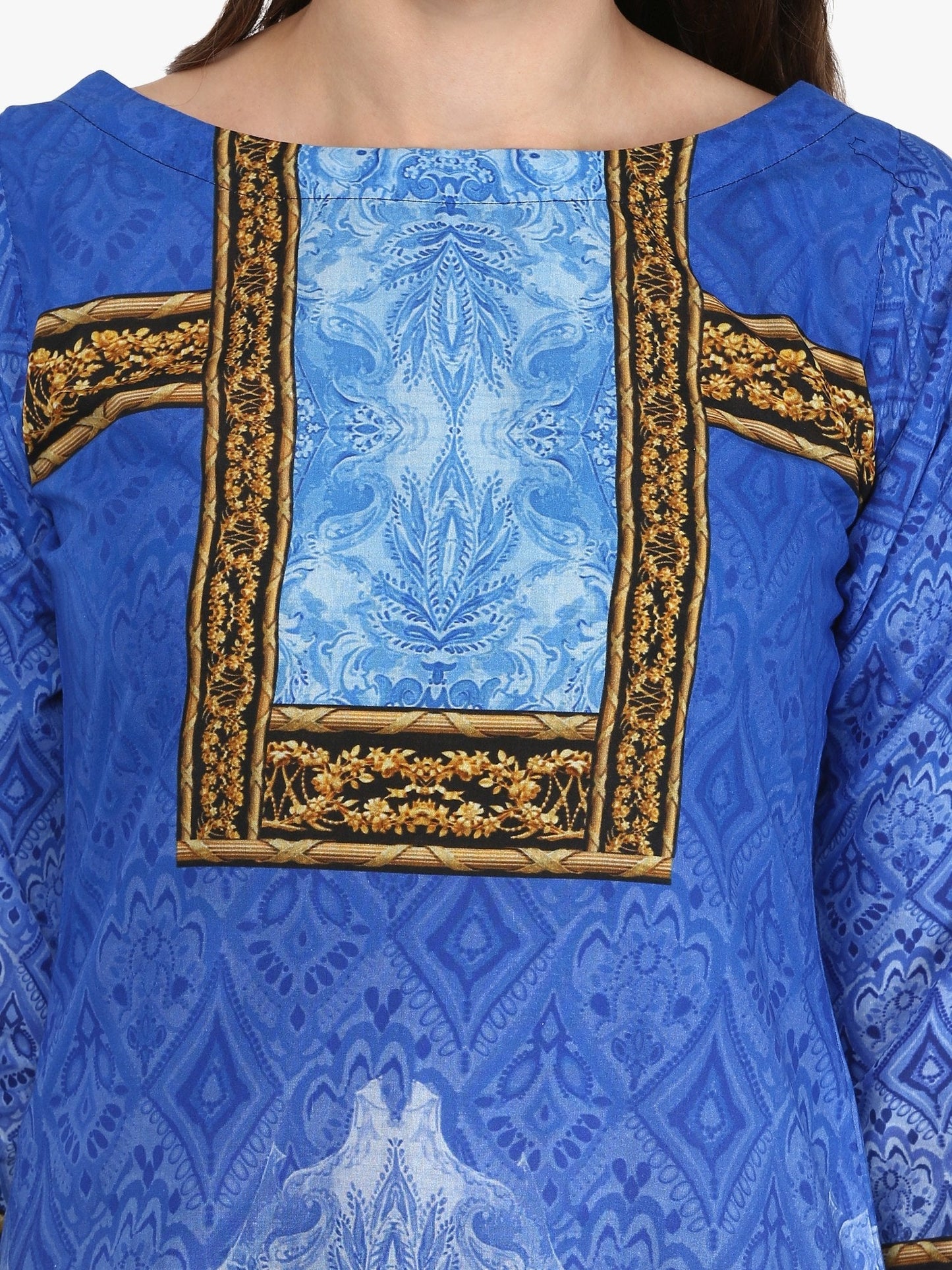 Women's Cotton Blue Digital Printed Only Kurti