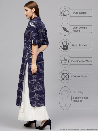 Women's Foil Print Straight Cotton Only Kurta