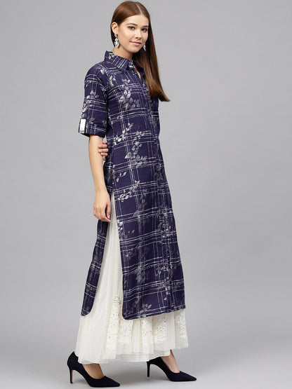 Women's Foil Print Straight Cotton Only Kurta