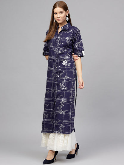 Women's Foil Print Straight Cotton Only Kurta