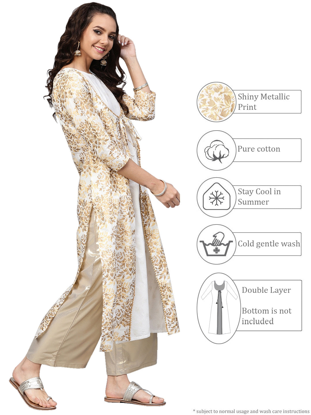 Women's Women's Straight Cotton Only Kurta (Off White)