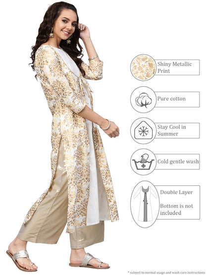 Women's Women's Straight Cotton Only Kurta (Off White)