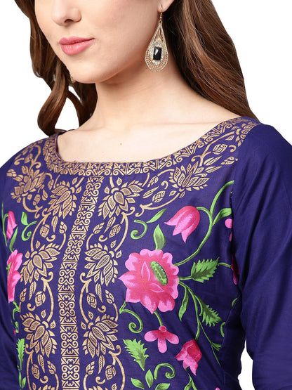 Women's Navy Blue Cotton Only Kurta