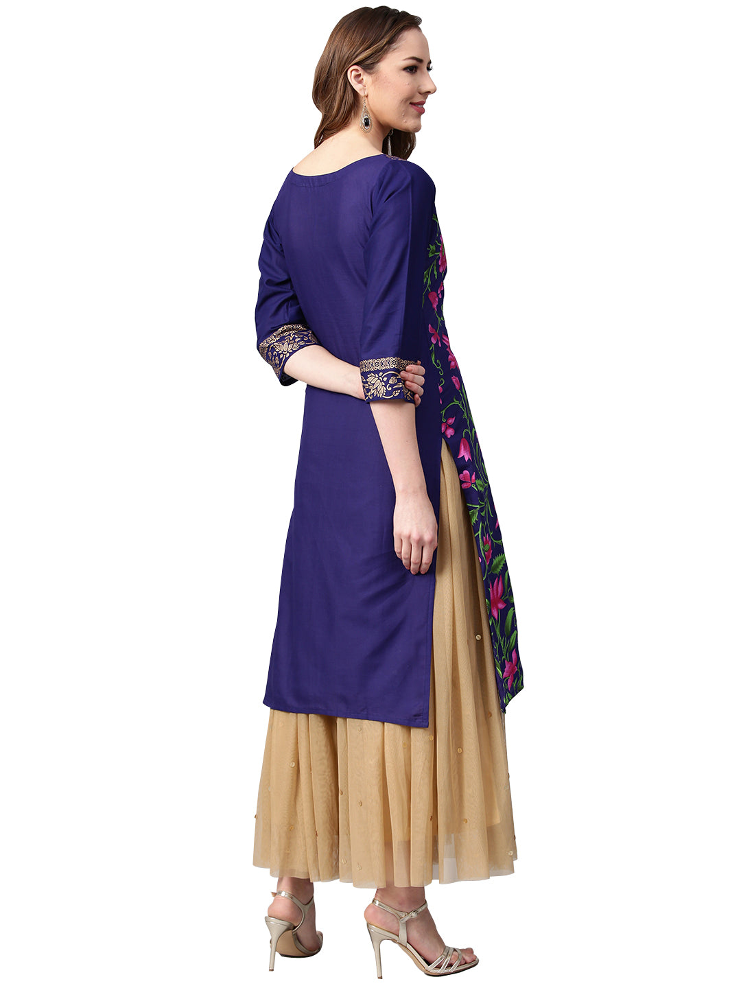 Women's Navy Blue Cotton Only Kurta
