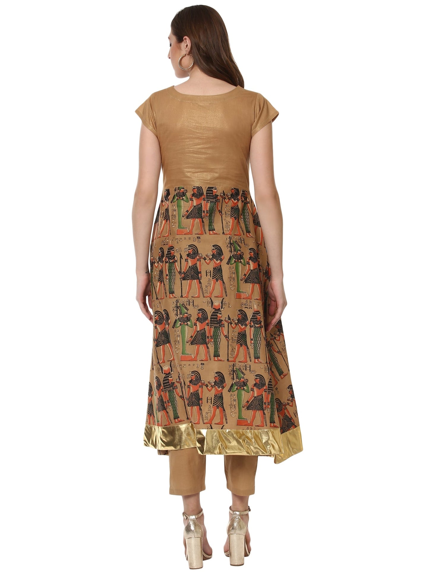 Women's A Line Cotton Gold Beige Only Kurta
