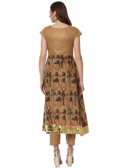 Women's A Line Cotton Gold Beige Only Kurta