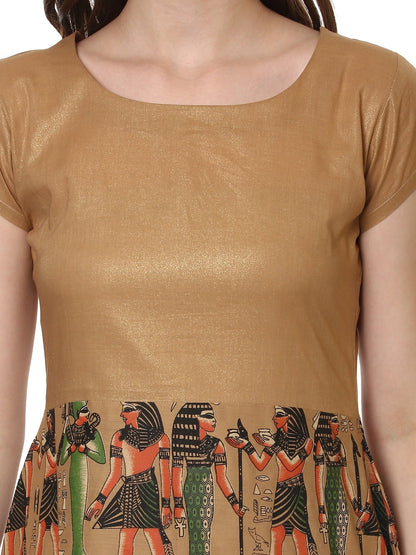 Women's A Line Cotton Gold Beige Only Kurta