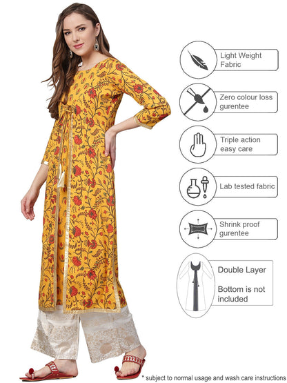 Women's Yellow A-Line Only Kurta