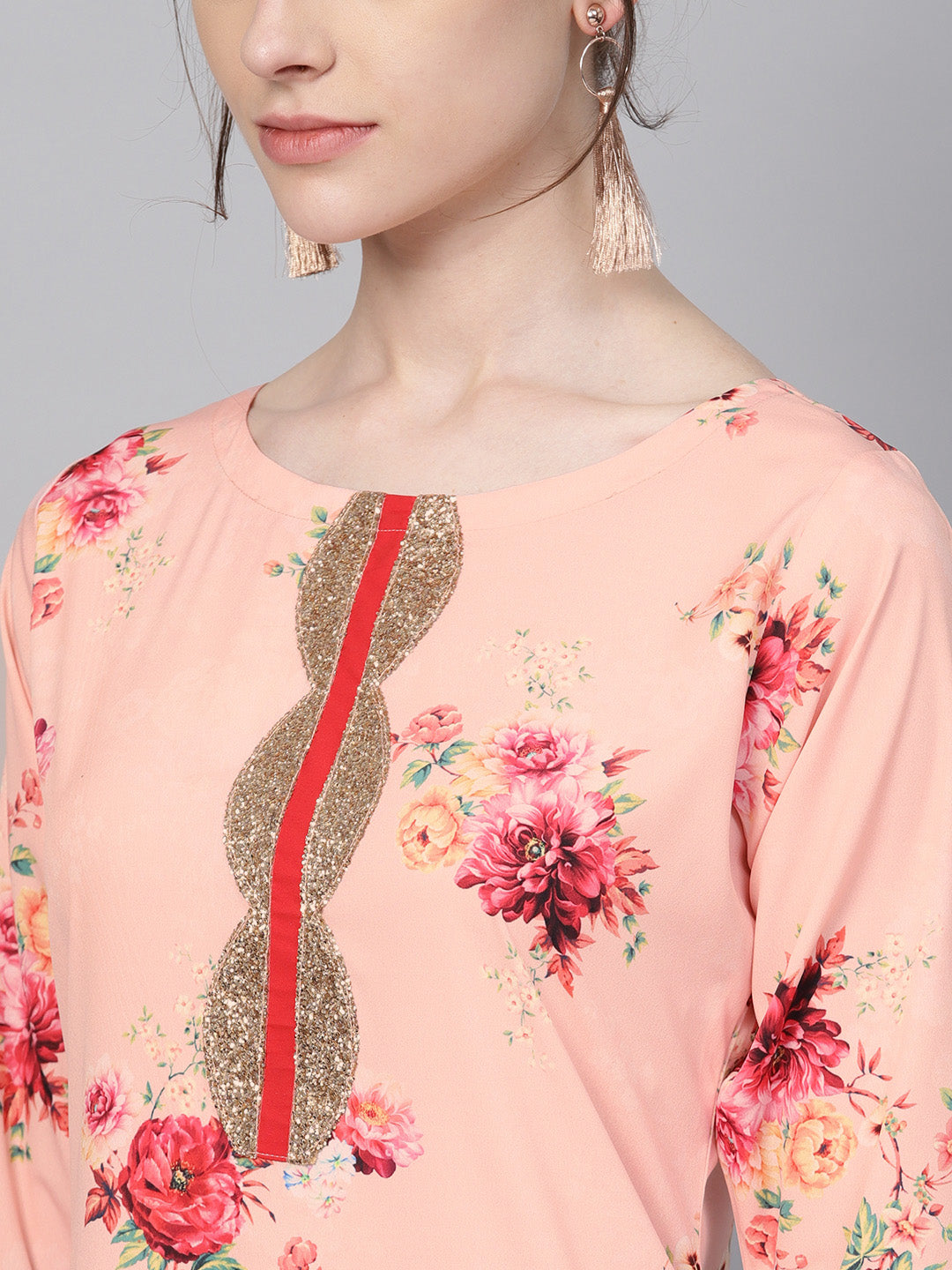 Women's Pink Digital Print Straight Only Kurta