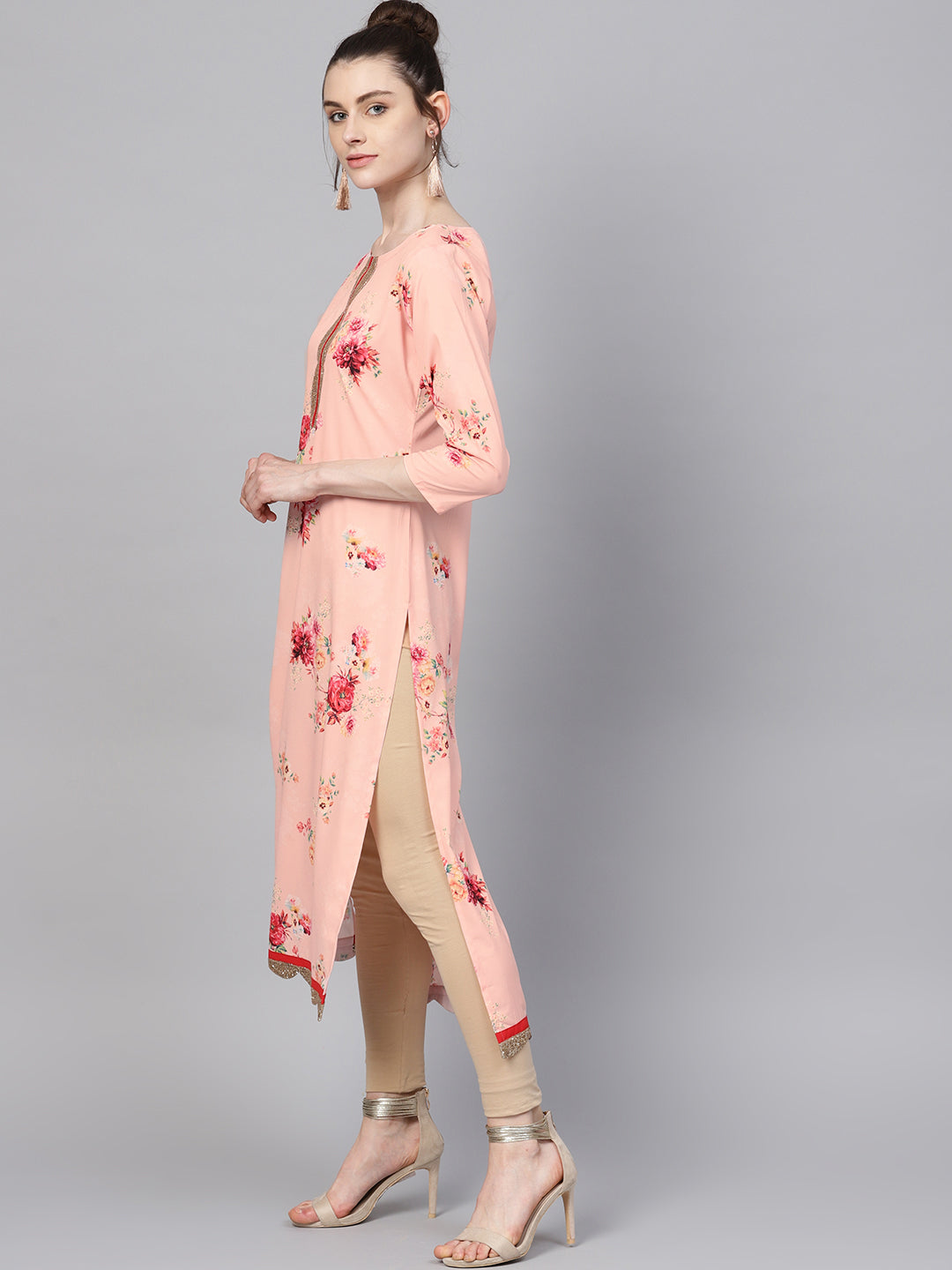 Women's Pink Digital Print Straight Only Kurta