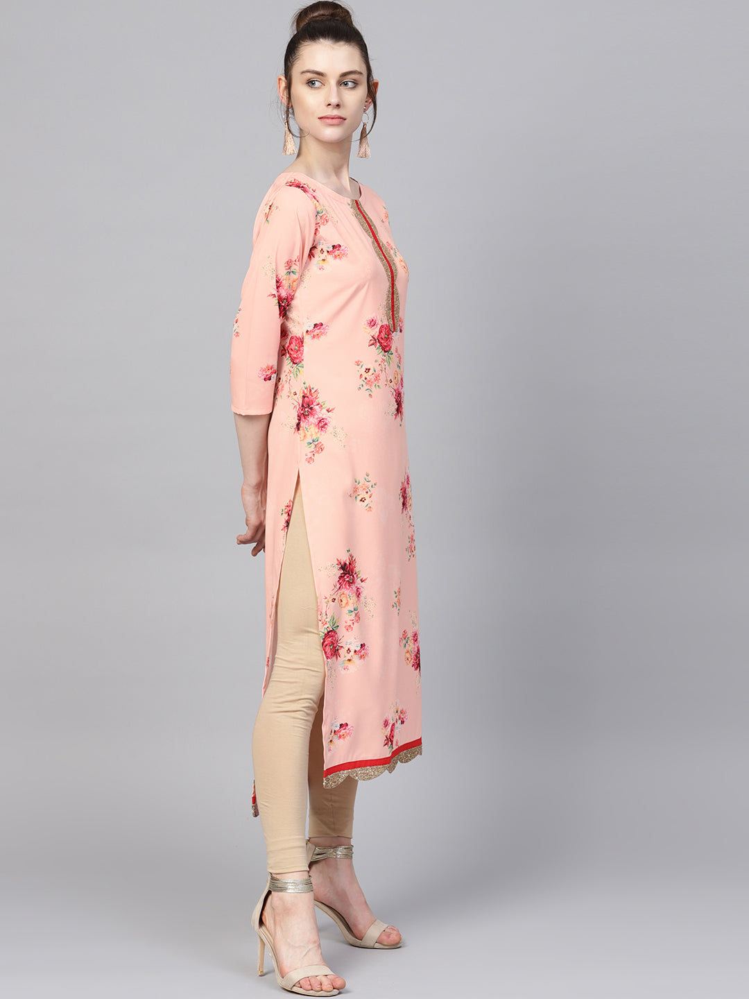 Women's Pink Digital Print Straight Only Kurta
