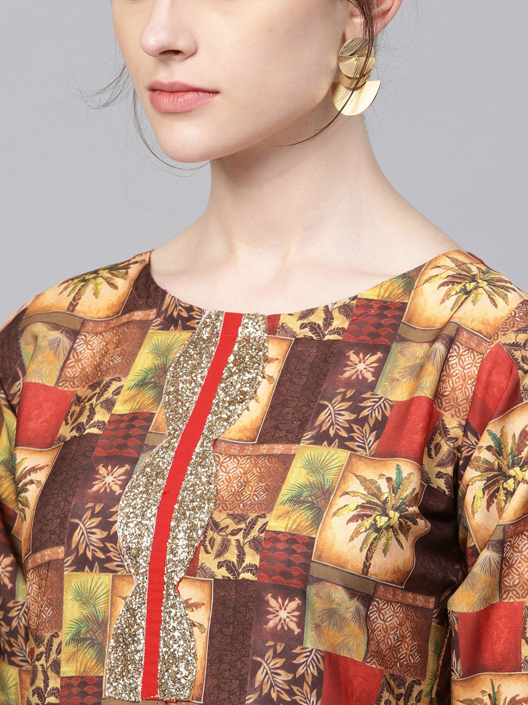 Women's Red Digital Print Straight Only Kurta