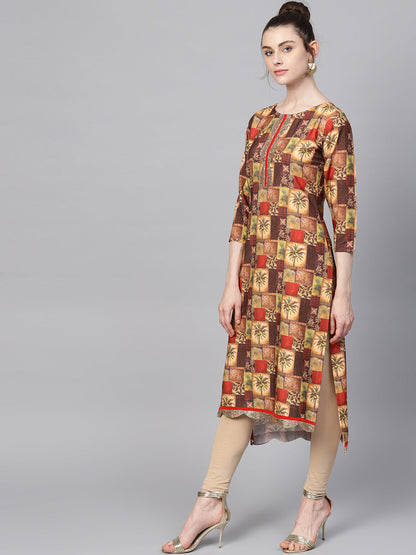 Women's Red Digital Print Straight Only Kurta