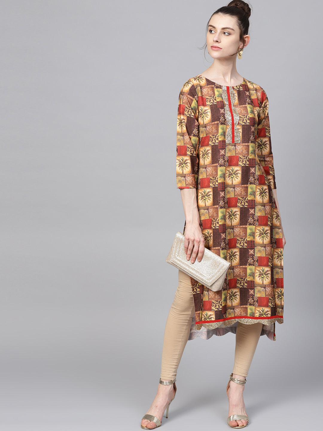 Women's Red Digital Print Straight Only Kurta