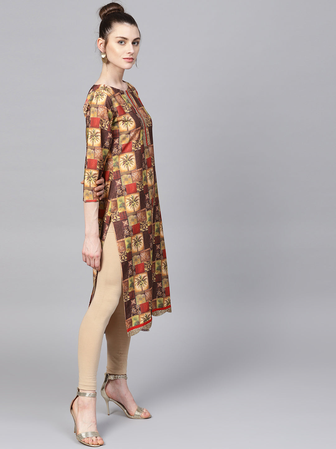 Women's Red Digital Print Straight Only Kurta