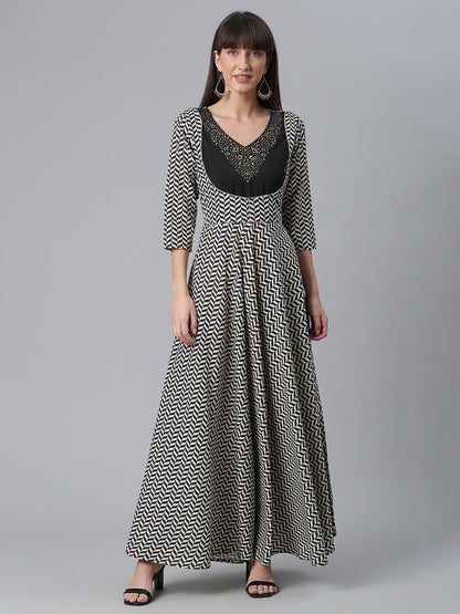 Women's Crepe Black Digital Printed Kurti