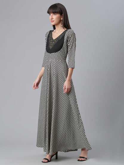 Women's Crepe Black Digital Printed Kurti