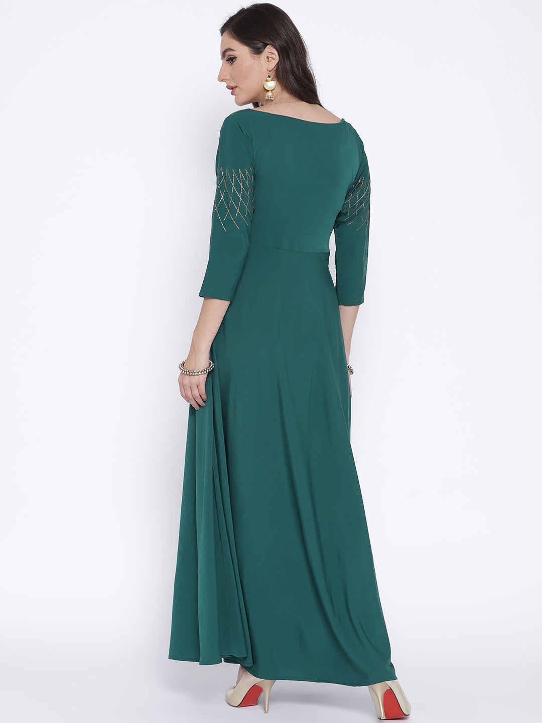 Women's Turquoise Crepe Kurta Dress