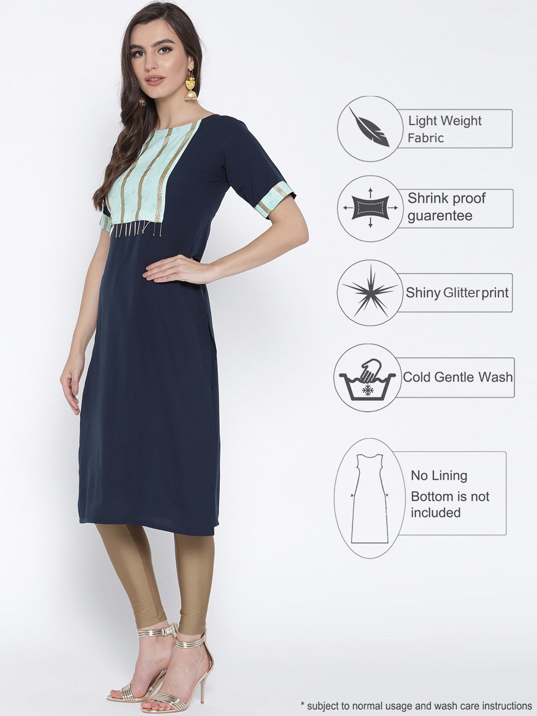 Women's Straight Only Kurta With Printed Yoke & Fringe Detail