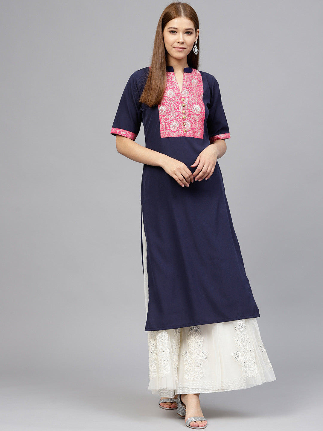 Women's Foil Print Straight Crepe Only Kurta