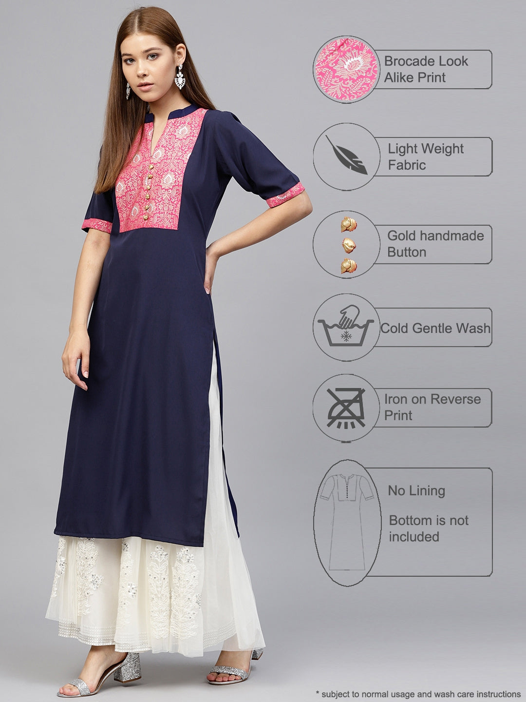 Women's Foil Print Straight Crepe Only Kurta