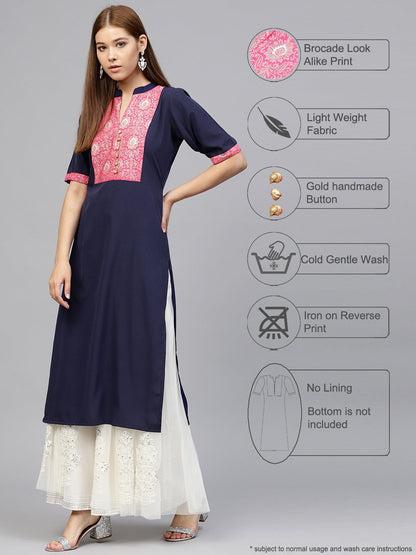 Women's Foil Print Straight Crepe Only Kurta