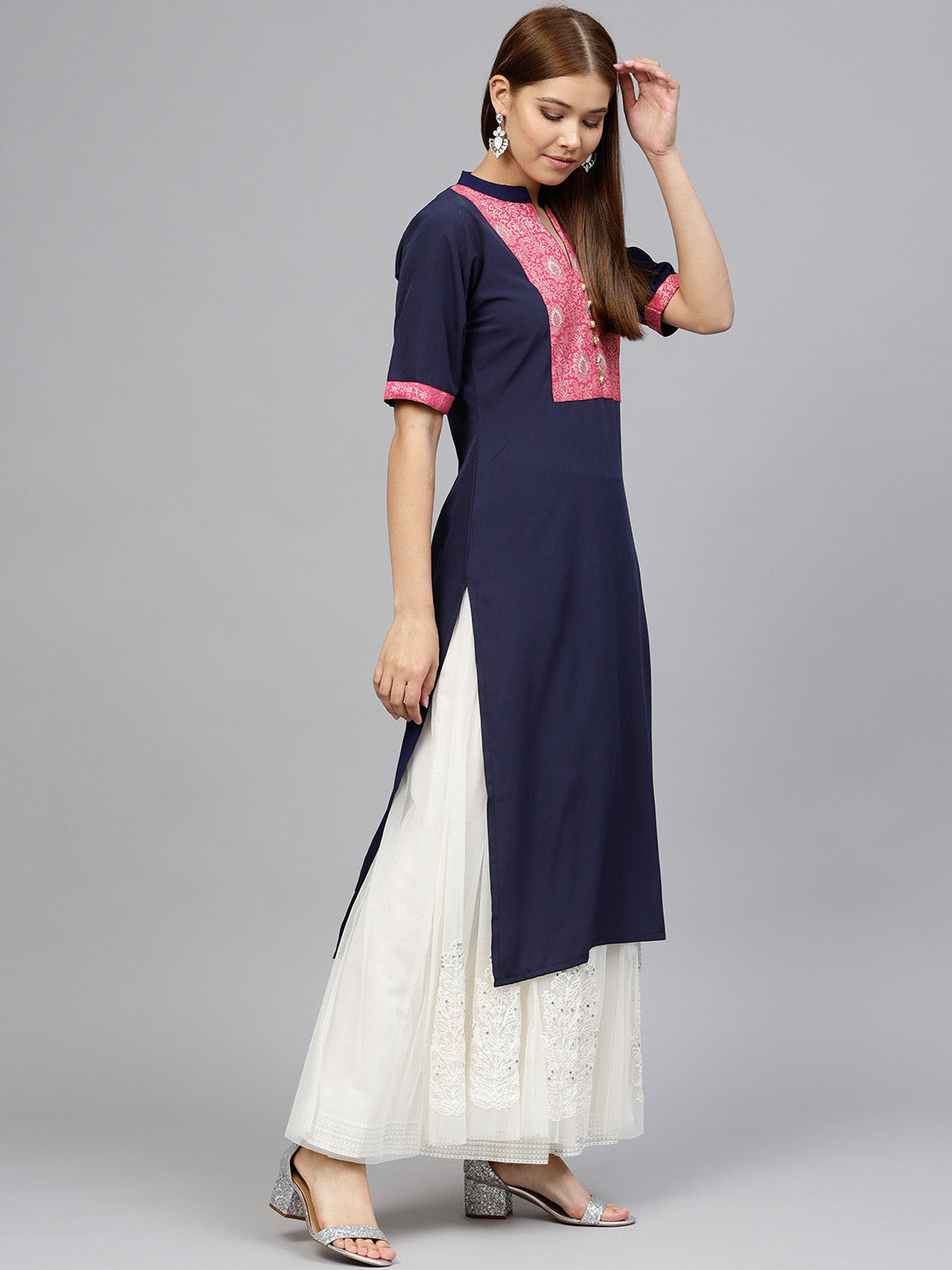 Women's Foil Print Straight Crepe Only Kurta
