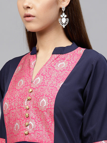 Women's Foil Print Straight Crepe Only Kurta